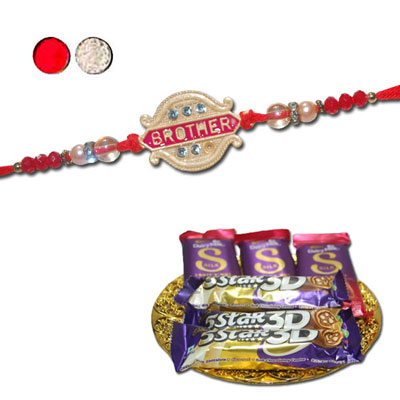 "Rakhi - FR- 8560 A(Single Rakhi),Choco Thali - Code RC05 - Click here to View more details about this Product
